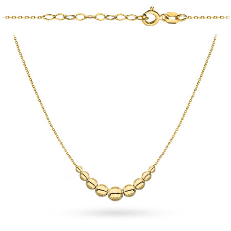 Naszyjnik złoty z gładkimi symetrycznymi kuleczkami