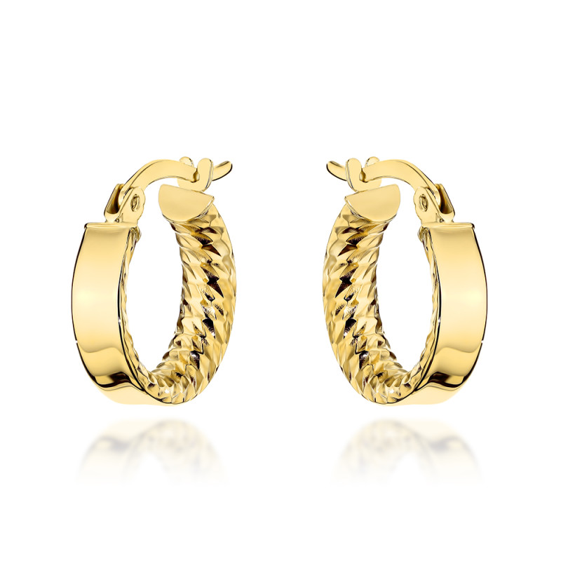 Kolczyki złote kółka wewnętrznie żłobione