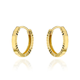 Kolczyki złote małe kółeczka zdobione diamentowaniem