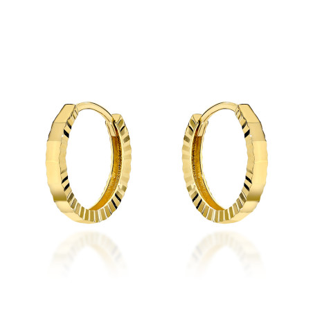 Kolczyki złote małe kółeczka zdobione diamentowaniem