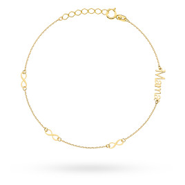 Bransoletka złota ze znakami nieskończoności "mama"