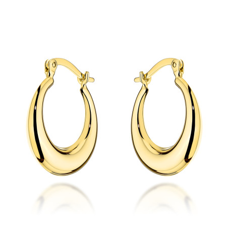 Kolczyki złote koła z zaokrągloną szyną na angielskim zapięciu