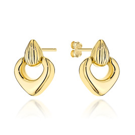 Kolczyki złote żłobiona łezka z wiszącą ruchomą łezką