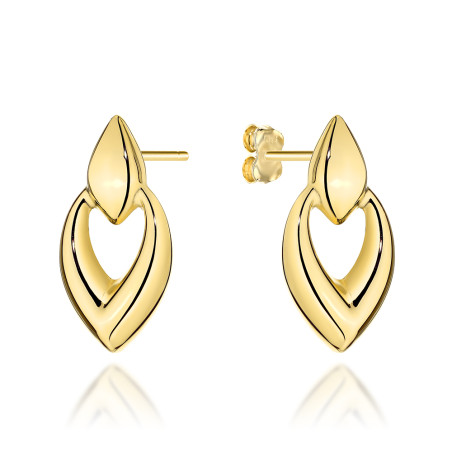 Kolczyki złote na sztyfcie łezka pełna oraz łezka z wycięciem