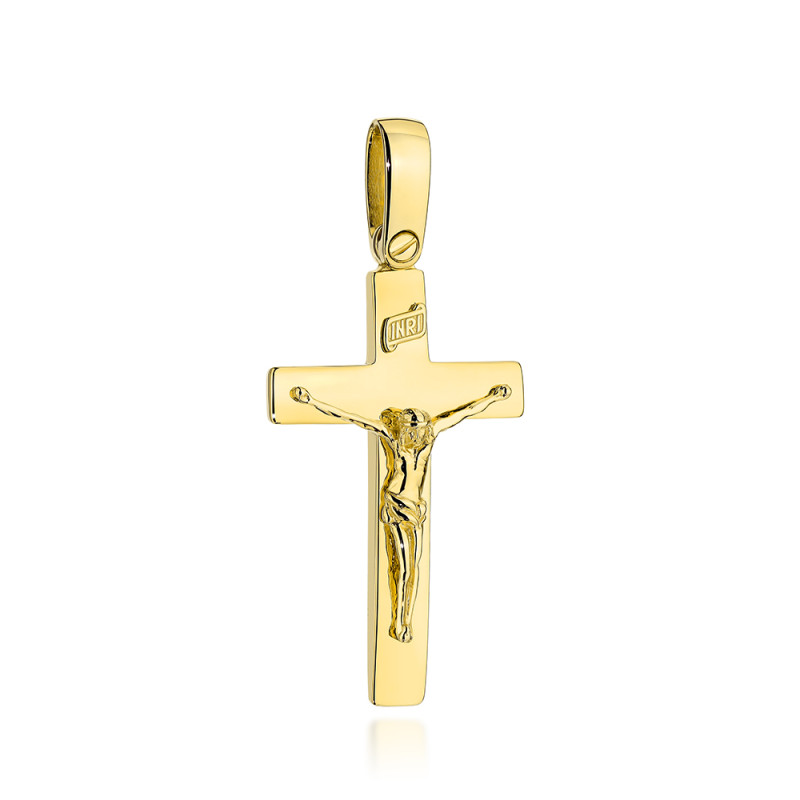 Krzyż złoty z ukrzyżowanym Jezusem