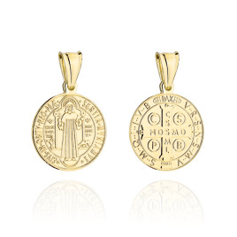 Medalik złoty dwustronny św. Benedykt średni