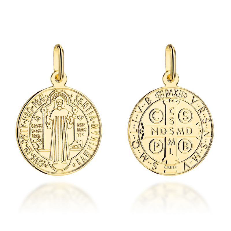 Medalik złoty dwustronny św. Benedykt duży