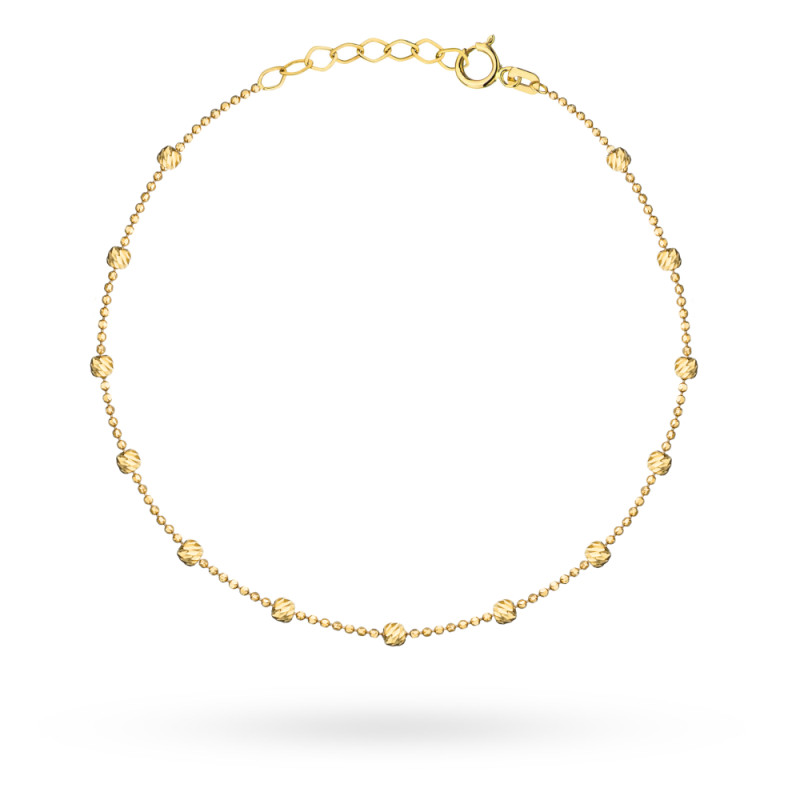 Bransoletka złota kulkowa z diamentowanymi kulkami