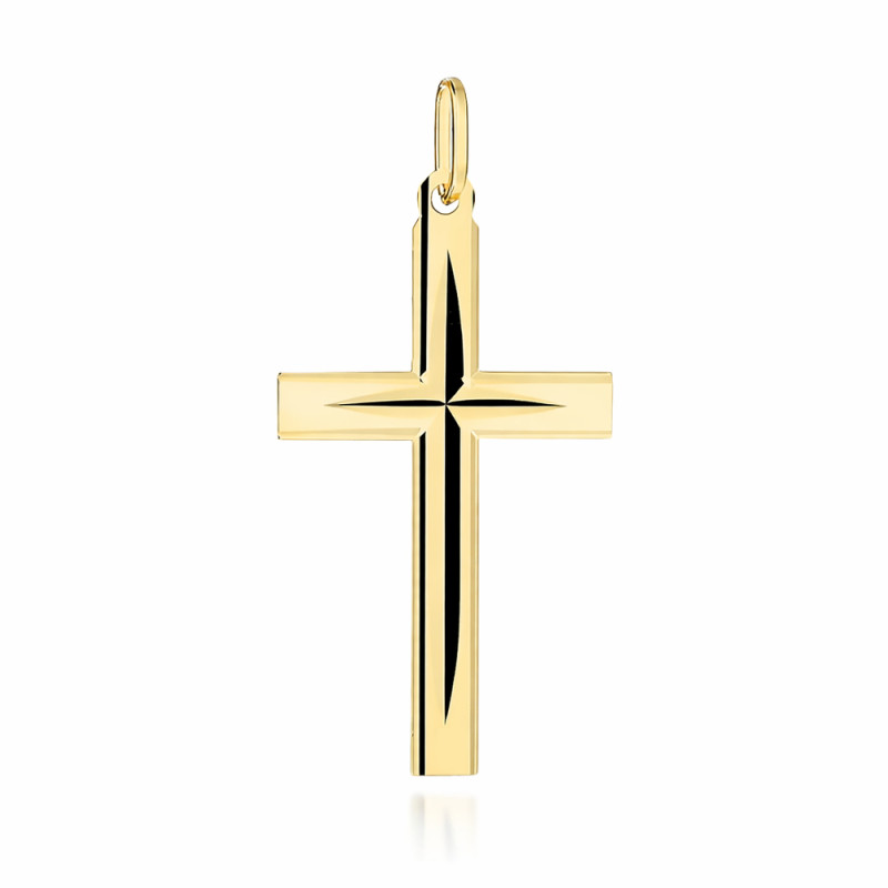 Krzyżyk złoty żłobiony