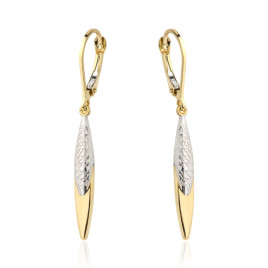 Kolczyki złota łezka zdobiona białym złotem