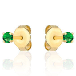 Kolczyki złote centralna zielona cyrkonia