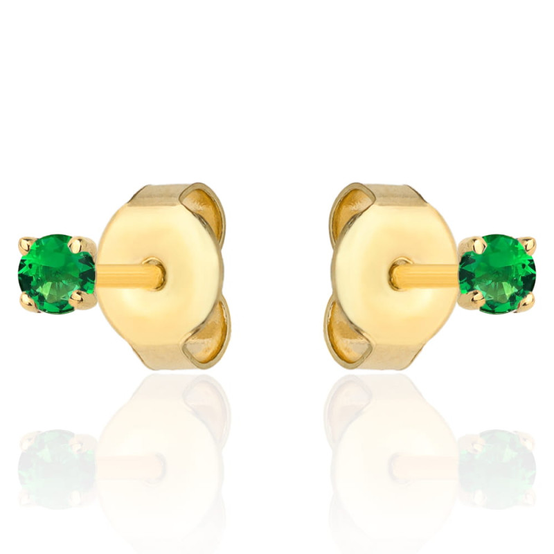 Kolczyki złote centralna zielona cyrkonia