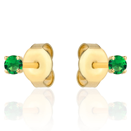 Kolczyki złote centralna zielona cyrkonia