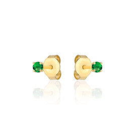 Kolczyki złote centralna zielona cyrkonia