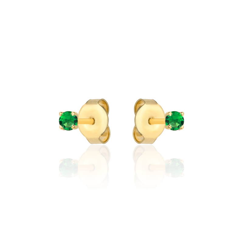 Kolczyki złote centralna zielona cyrkonia