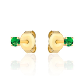 Kolczyki złote centralna zielona cyrkonia