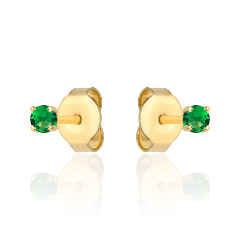 Kolczyki złote centralna zielona cyrkonia