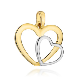 Zawieszka splecione serduszka w dwóch kolorach złota