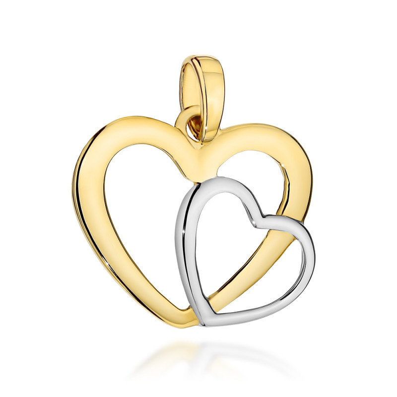 Zawieszka splecione serduszka w dwóch kolorach złota