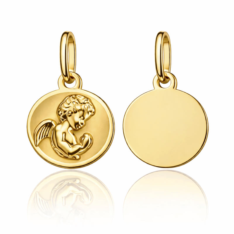 Medalik aniołek modlący się w złotym kole pr. 585