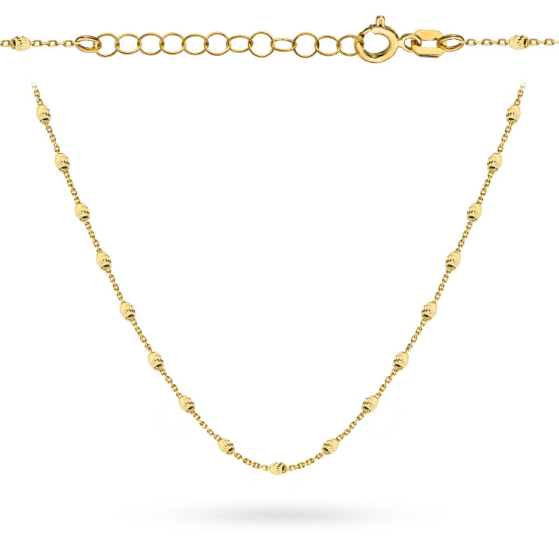 Naszyjnik złoty z diamentowanymi owalnymi elementami