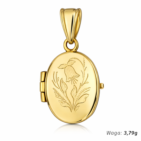 Zawieszka puzderko owal grawerowany kwiatek - różne wzory