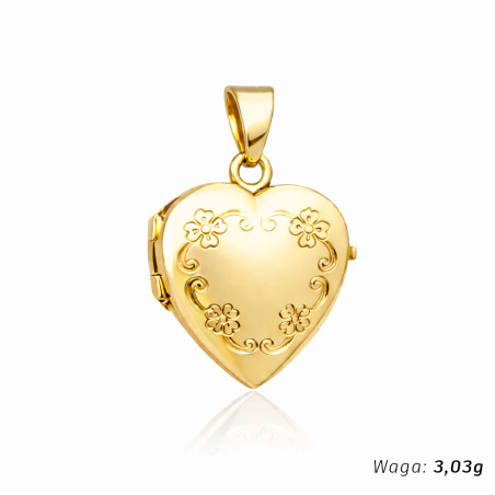 Zawieszka puzderko serce grawerowany kwiatek - różne wzory