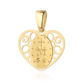 Medalik złoty cudowny w ażurowym sercu pr. 375
