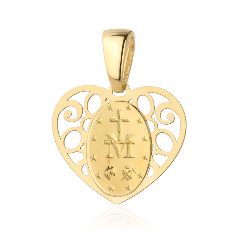Medalik złoty cudowny w ażurowym sercu pr. 375