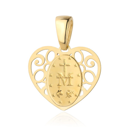 Medalik złoty cudowny w ażurowym sercu pr. 375