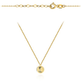 Naszyjnik złoty diamentowane kółeczko w gładkiej oprawie super lekki pr. 375
