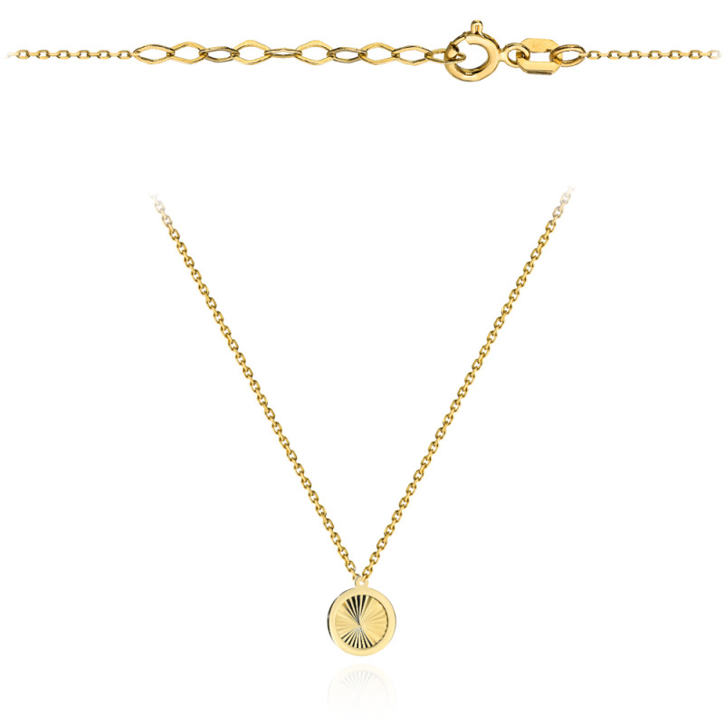 Naszyjnik złoty diamentowane kółeczko w gładkiej oprawie super lekki pr. 375