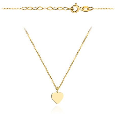 Naszyjnik złoty gładkie serce z diamentowaną kulką super lekki pr. 375