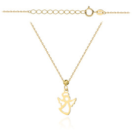 Naszyjnik złoty aniołek i diamentowana kulka super lekki pr. 375