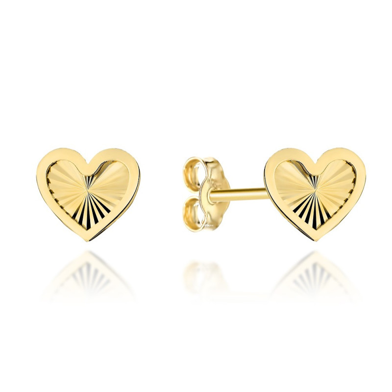 Kolczyki złote diamentowane serduszka w gładkiej oprawie pr. 375