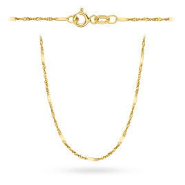 Łańcuszek złoty pr. 585 - splot singapure z blaszką 40 cm