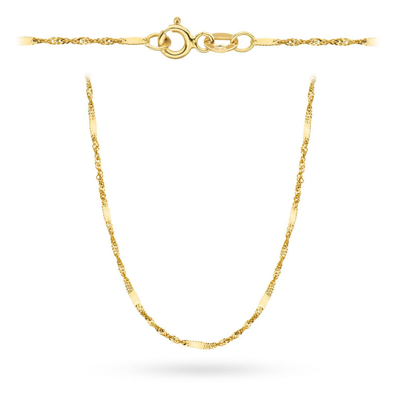 Łańcuszek złoty pr. 585 - splot singapure z blaszką 40 cm