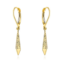 Kolczyki złote romby z diamentowaniem pr. 375