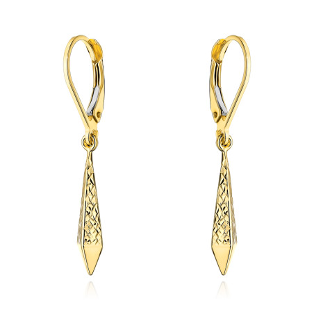 Kolczyki złote romby z diamentowaniem pr. 375