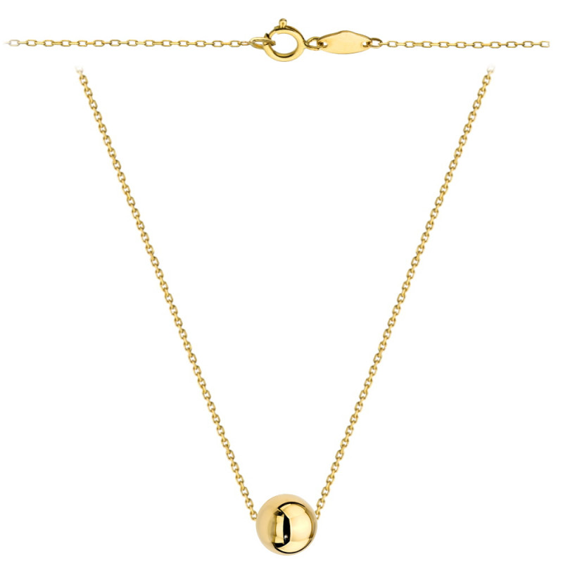 Naszyjnik z jedną złotą kuleczką super lekki 45cm pr. 375