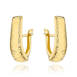 Kolczyki złote wydłużone zdobione żłobieniem w poprzek pr. 585