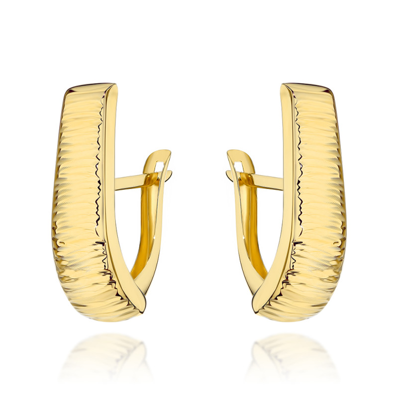 Kolczyki złote wydłużone zdobione żłobieniem w poprzek pr. 585