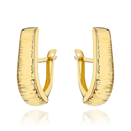 Kolczyki złote wydłużone zdobione żłobieniem w poprzek pr. 585