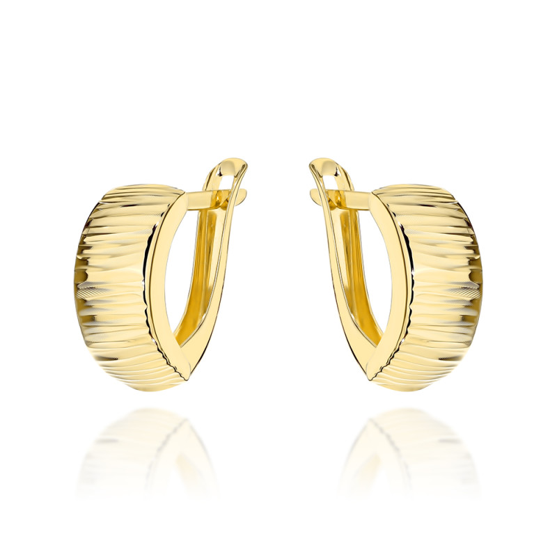 Kolczyki złote żłobione zaokrąglone pr. 585