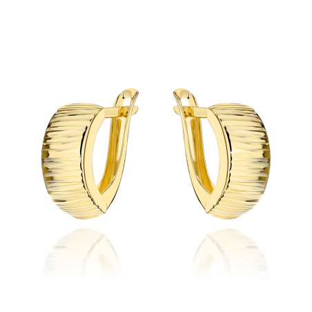 Kolczyki złote żłobione zaokrąglone pr. 585