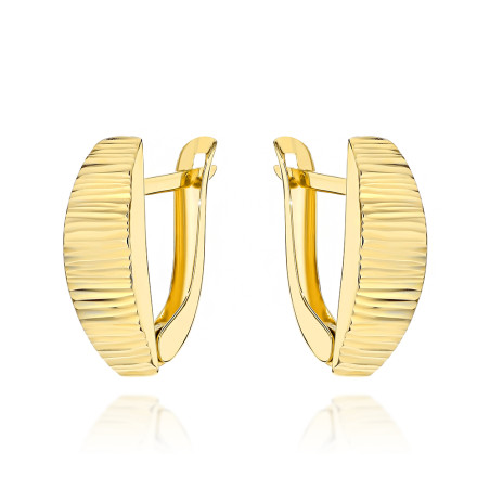 Kolczyki złote zdobione żłobieniem w poprzek pr. 375
