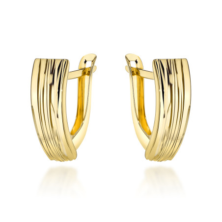 Kolczyki złote zdobione żłobieniem pr. 375