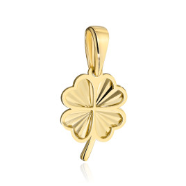 Zawieszka złota diamentowana koniczynka z łodygą pr. 375
