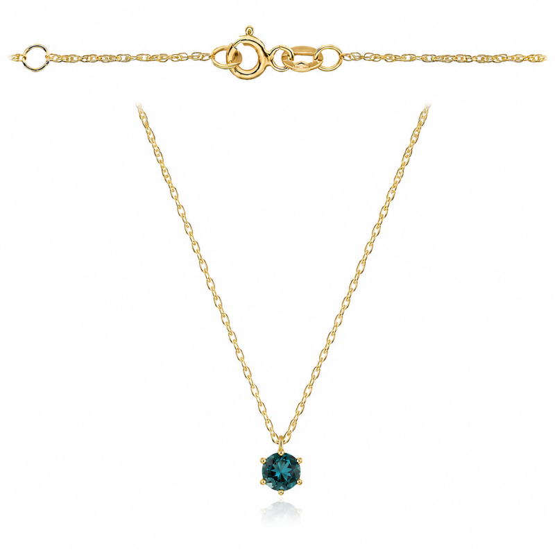 Naszyjnik złoty z kamieniem - London blue topaz