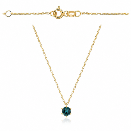 Naszyjnik złoty z kamieniem - London blue topaz